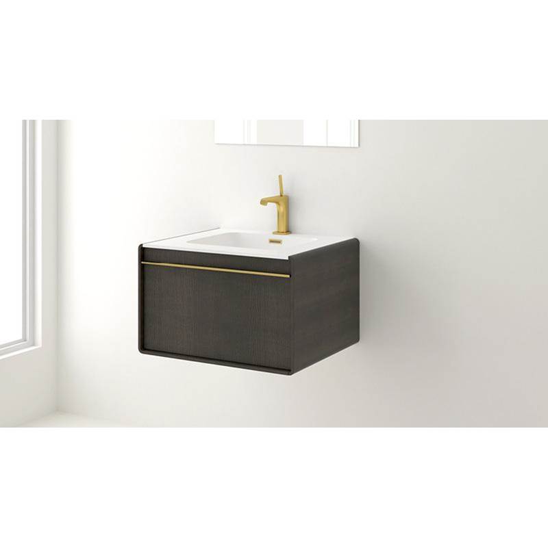 WETSTYLE Deco Vanity Wallmount 36'' - Wl Config Walnut Chocolate And White Matte Lacquer - Satin Brass Metal